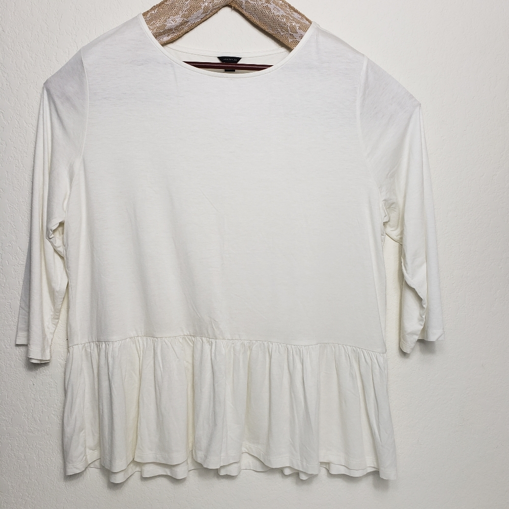 Ann Taylor XXL White Peplum Blouse